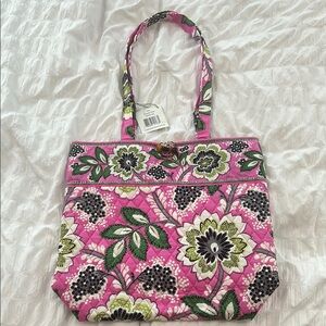 Vera Bradley Pink and Green Quilted Tote Bag